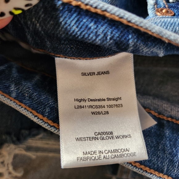 Silver Jeans Highly Desirable Straight Leg High rise Womens Size 26 Frayed Rips - Picture 6 of 10